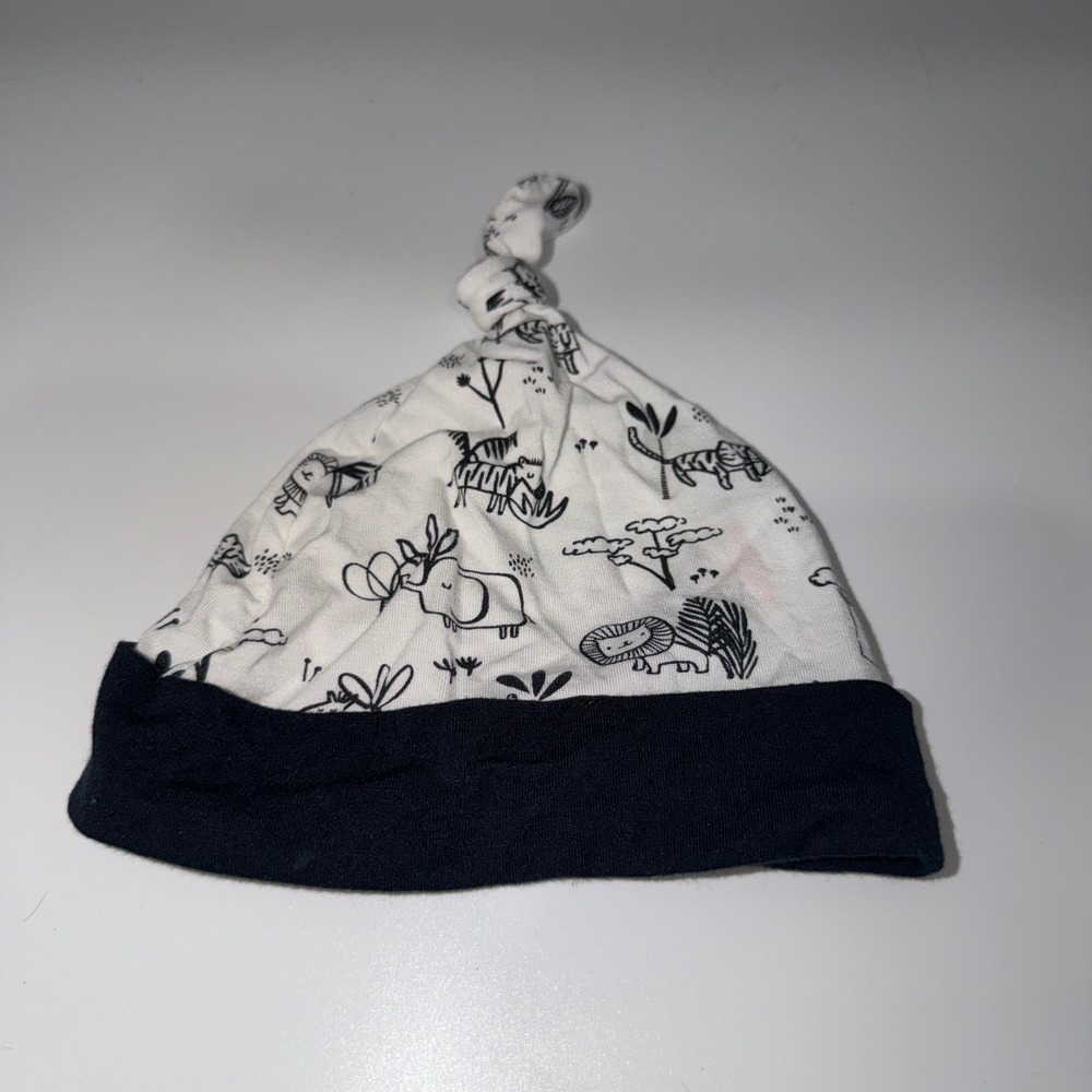 Magnetic Me Baby Hat Safari Animals White Black Knot Top Infant Newborn